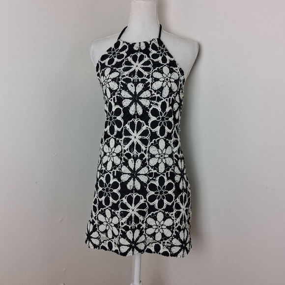 Ramy Brook New York Irina Crochet Black and White Halter Dress Size XXS - Picture 2 of 11